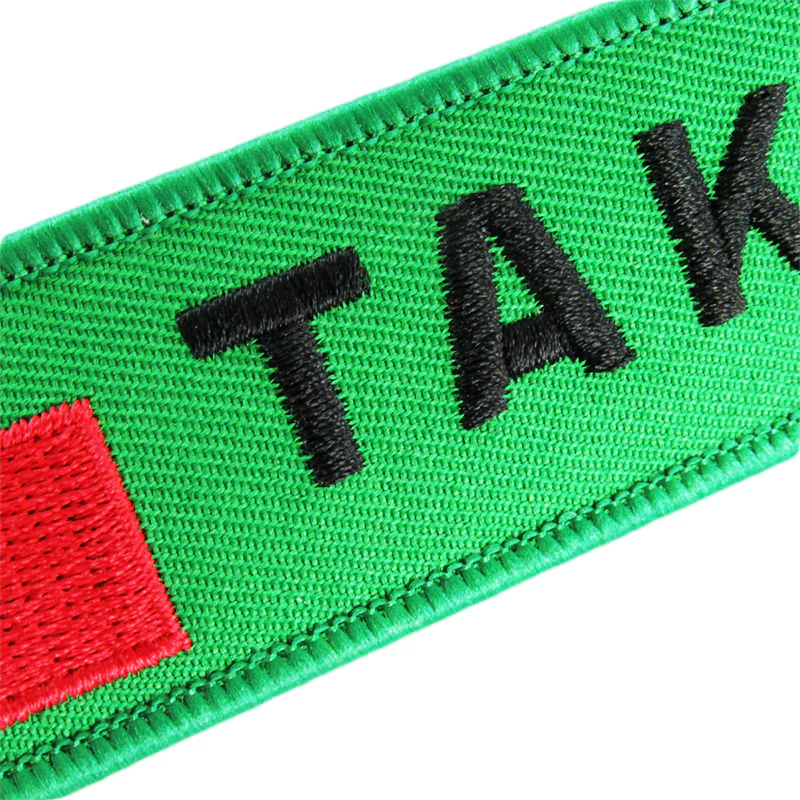 EMBROIDERED DOUBLE SIDED KEYCHAIN TAG GREEN JDM TAKATA Racing CELL HOLDERS KEYRING X2 - Image 2