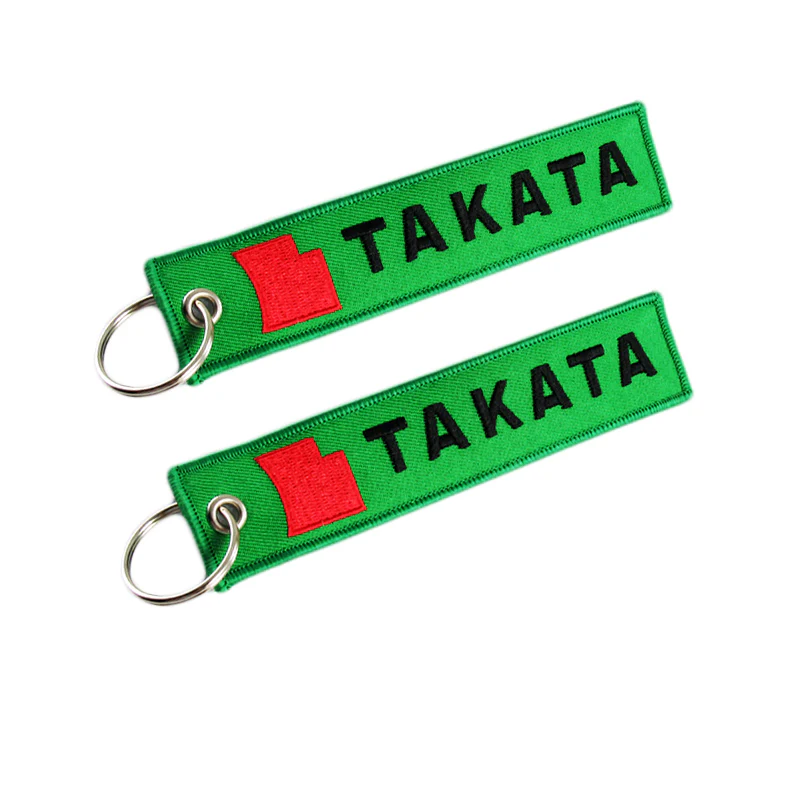 EMBROIDERED DOUBLE SIDED KEYCHAIN TAG GREEN JDM TAKATA Racing CELL HOLDERS KEYRING X2 - Image 3