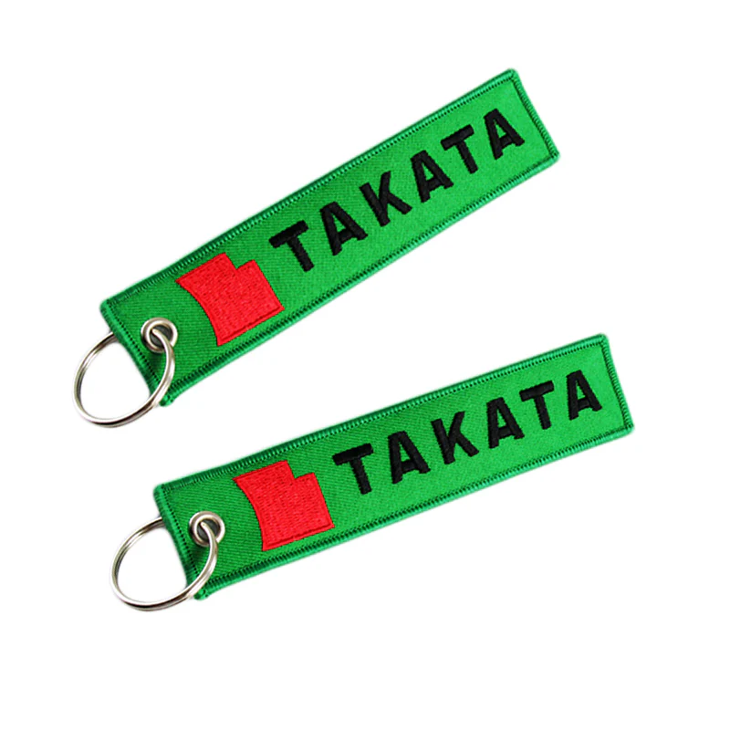 EMBROIDERED DOUBLE SIDED KEYCHAIN TAG GREEN JDM TAKATA Racing CELL HOLDERS KEYRING X2 - Image 4