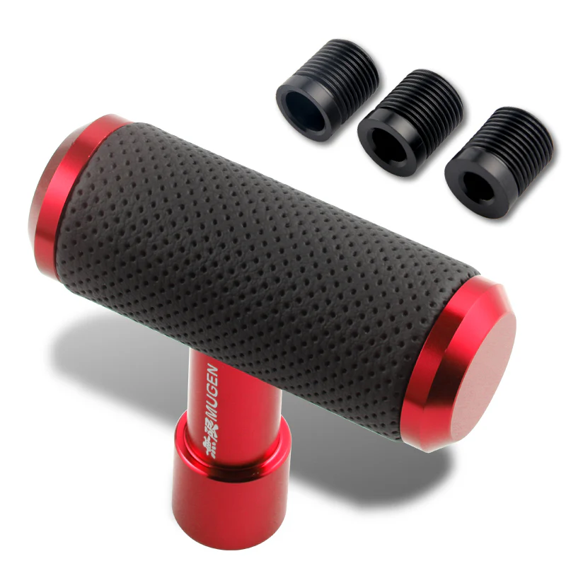 MUGEN Leather Car Shift Knob Aircraft Joystick Transmission Racing Gear Red - Image 2