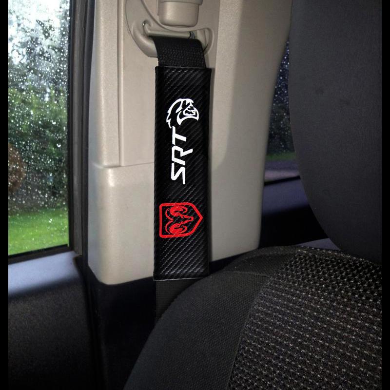 Dodge SRT Hellcat Set of Carbon Look Seat Belt Cover X2 with Side Fenders Bumper Rear Trunk Scratch Guard - Image 3