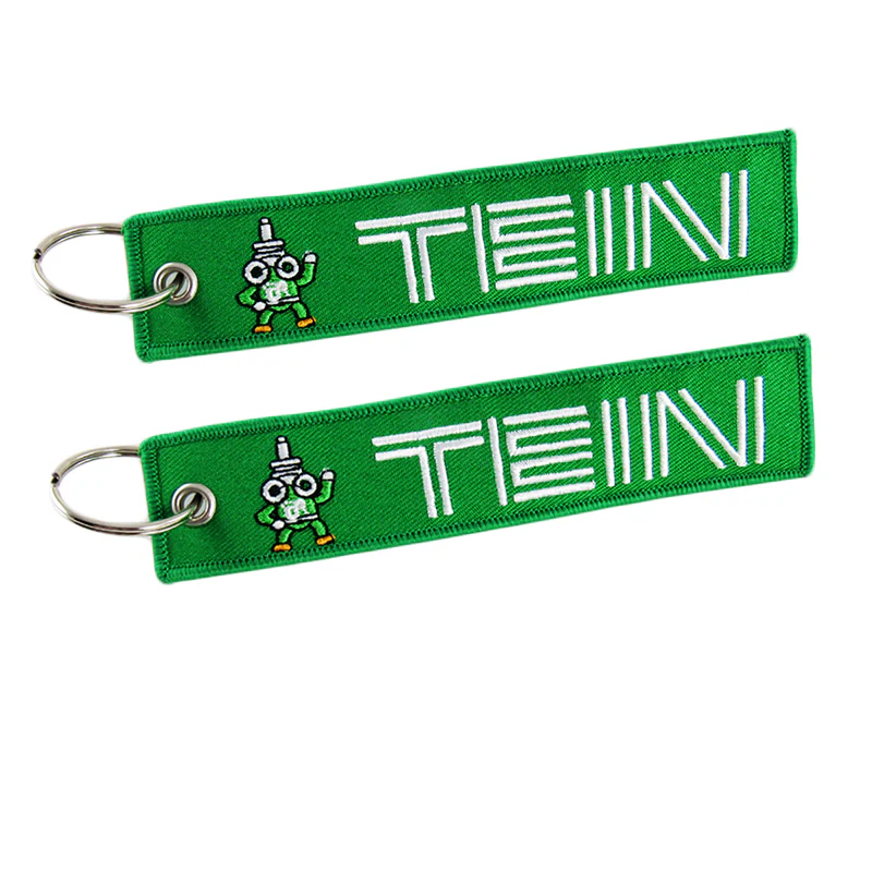 DOUBLE SIDE EMBROIDERED KEY TAG JDM TEIN RACING KEYCHAIN CELL HOLDERS KEYRING X2 - Image 3