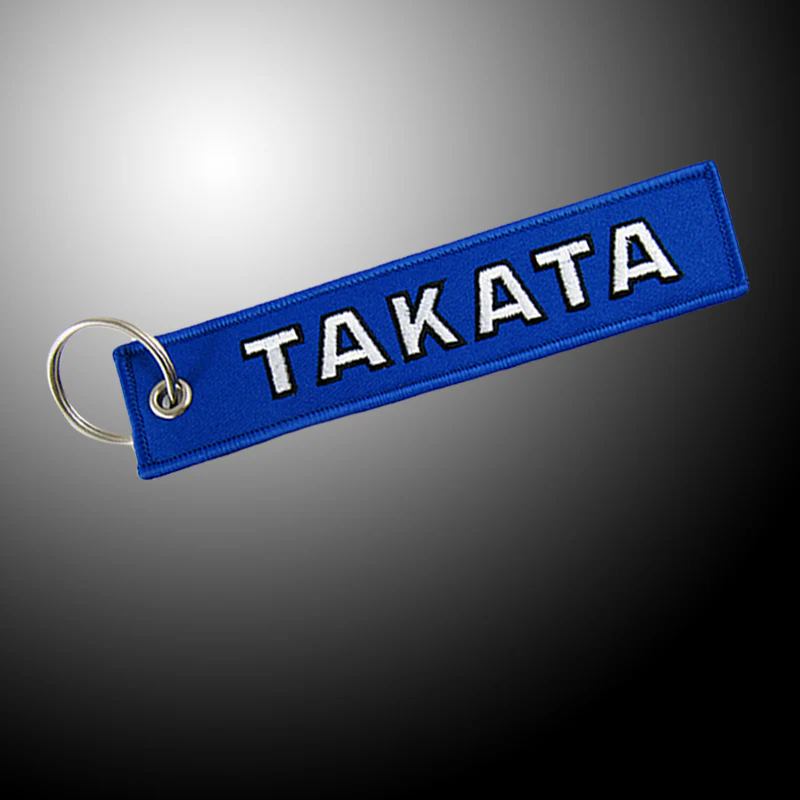 EMBROIDERED DOUBLE SIDED KEYCHAIN TAG Blue JDM TAKATA Racing CELL HOLDERS KEYRING X2 - Image 2
