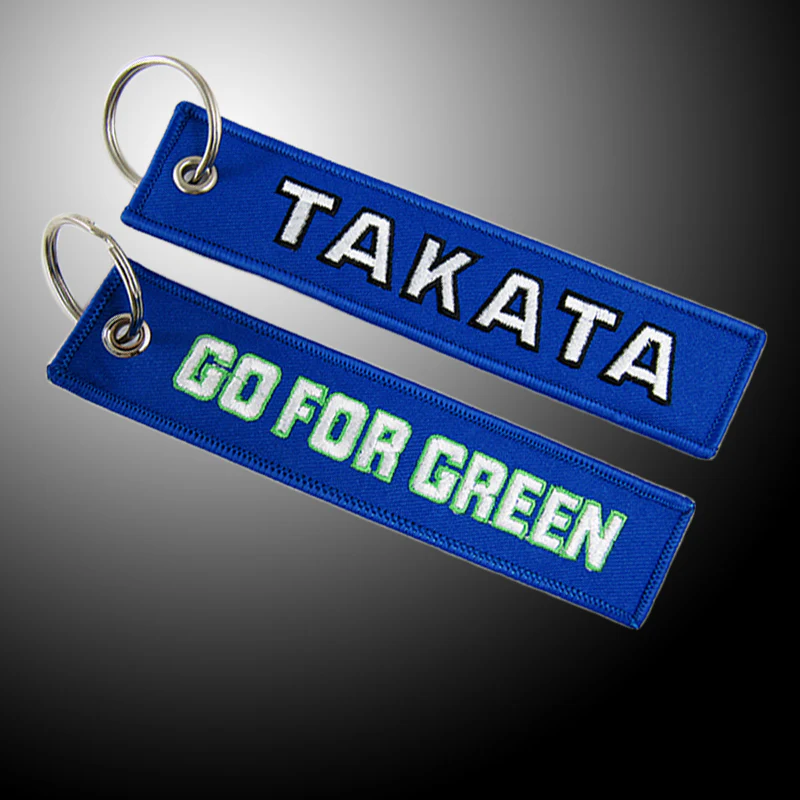 EMBROIDERED DOUBLE SIDED KEYCHAIN TAG Blue JDM TAKATA Racing CELL HOLDERS KEYRING X2 - Image 4