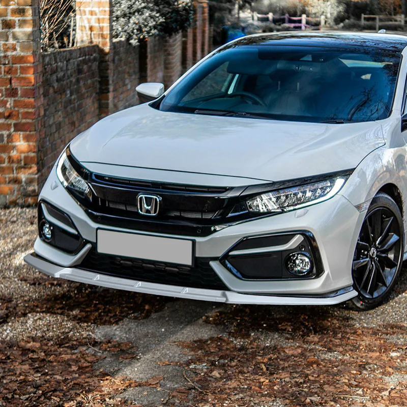 For 2017-2021 Honda Civic Hatchback Painted White MUG Front Bumper Body Splitter Spoiler Lip 3PCS - Image 5