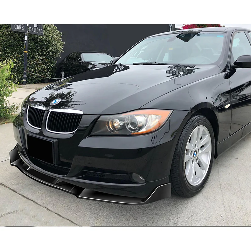 For 2006-2008 BMW E90 E91 3-Series H-Style Painted Black Front Bumper Body Splitter Spoiler Lip 3PCS - Image 5