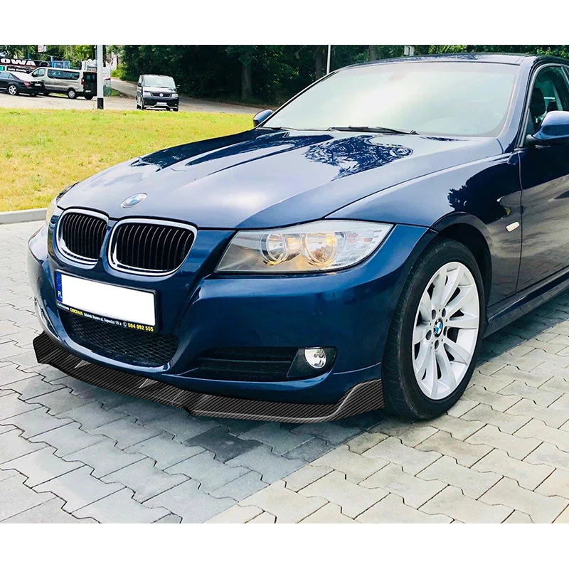 For 2006-2008 BMW E90 E91 3-Series H-Style Carbon Look Front Bumper Body Splitter Spoiler Lip 3PCS - Image 5