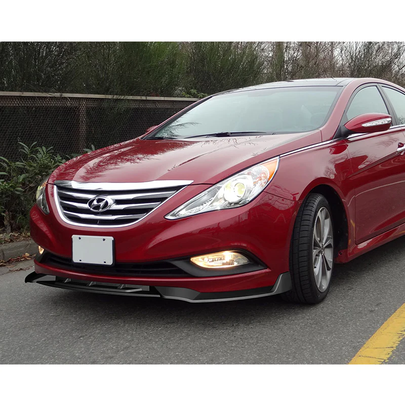 For 2011-2014 Hyundai Sonata STP-Style Matte Black Sport Front Bumper Body Splitter Spoiler Lip 3PCS - Image 5
