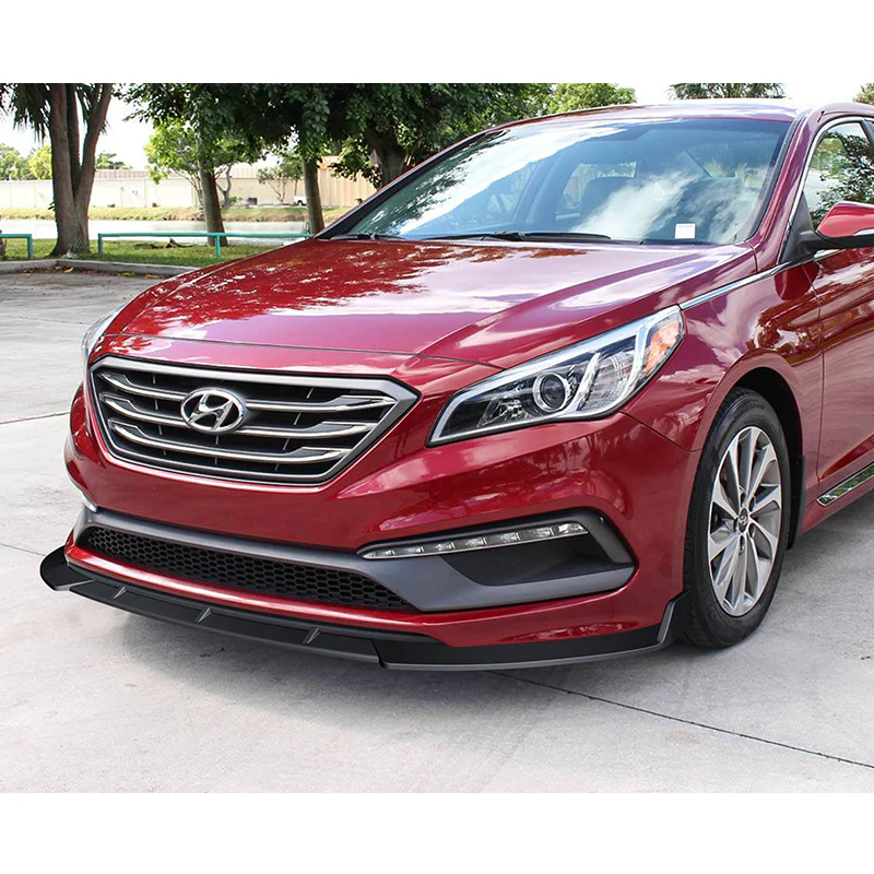 For 2015-2017 Hyundai Sonata STP-Style Matte Black Front Bumper Body Splitter Spoiler Lip 3PCS - Image 5