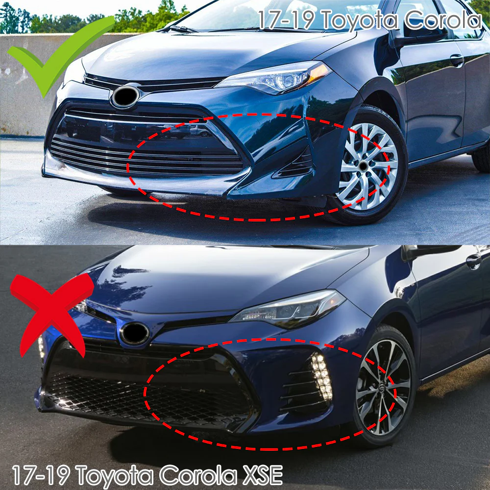 For 2017-2019 Toyota Corolla L LE XLE Type S Matte Black Front Bumper Body Splitter Spoiler Lip 3PCS - Image 6