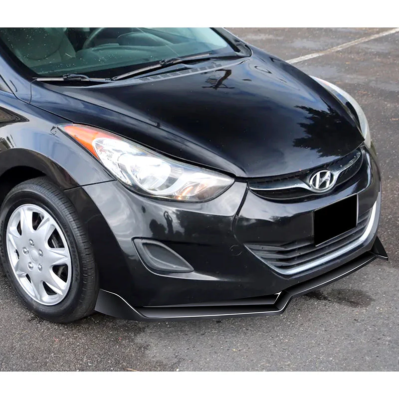 2011-2013 Hyundai Elantra Set of Painted Black Sedan Front Bumper Spoiler Splitter Lip with Windshield Banner - Image 8
