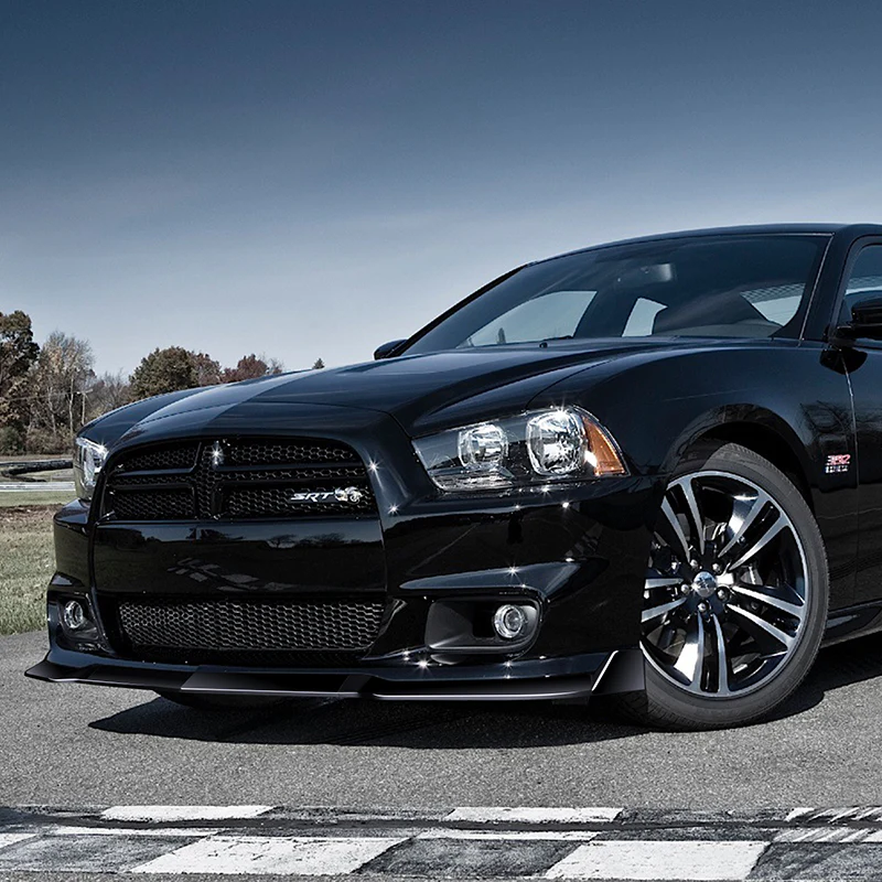 For 2011-2014 Dodge Charger SRT Painted Black Front Bumper Body Splitter Spoiler Lip 3PCS - Image 5