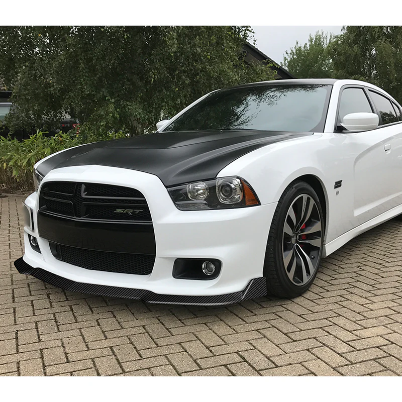 For 2011-2014 Dodge Charger SRT Real Carbon Fiber Front Bumper Body Splitter Spoiler Lip 3PCS - Image 5
