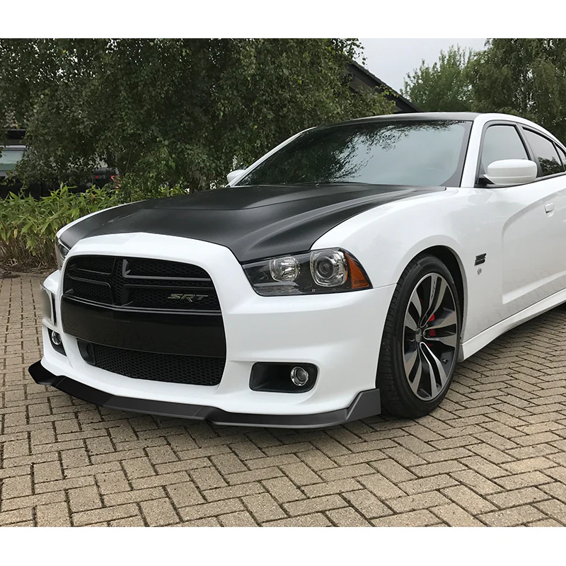 For 2011-2014 Dodge Charger SRT Matte Black Front Bumper Body Splitter Spoiler Lip 3PCS - Image 5