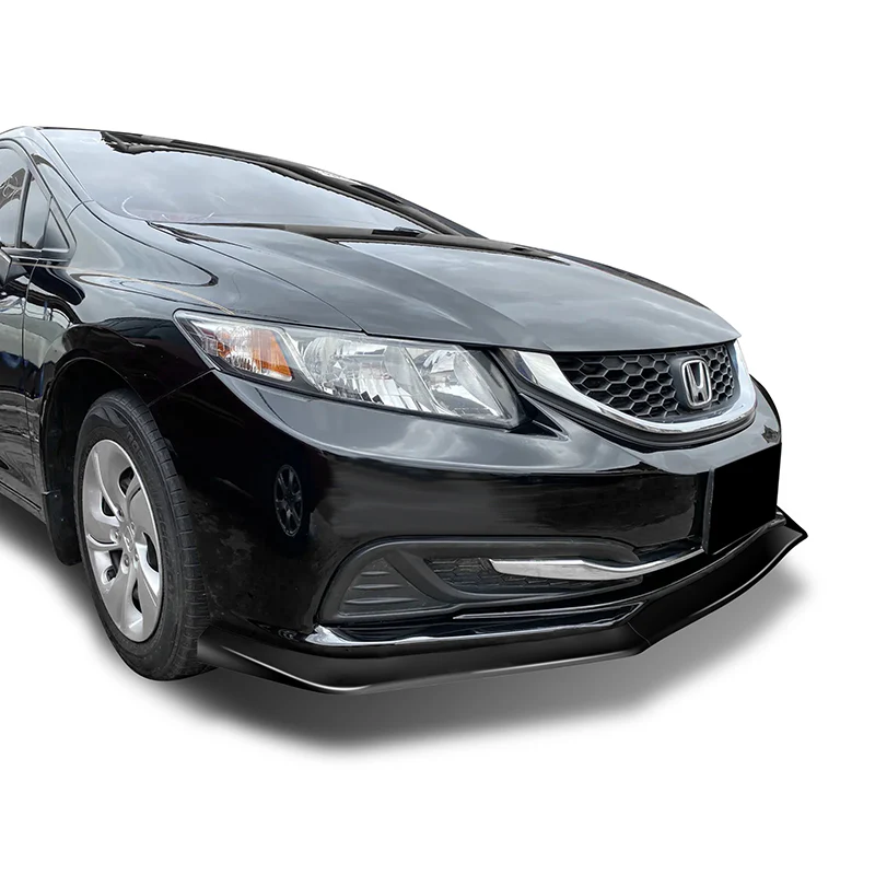 For 2013-2015 Honda Civic 4DR Painted Black Aero-Style Front Bumper Body Splitter Spoiler Lip 3PCS - Image 5