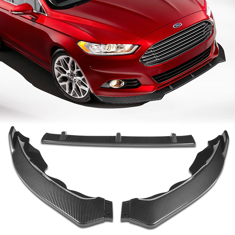 For 2013-2016 Ford Fusion Mondeo Carbon Look Front Bumper Body Splitter Spoiler Lip 3PCS - Image 5