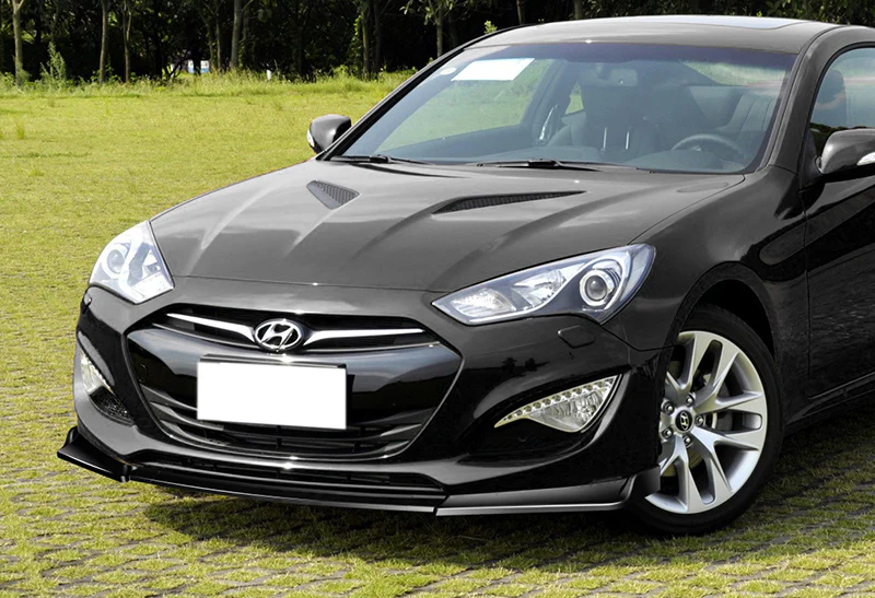 For 2013-2016 Hyundai Genesis Coupe Painted Black KS-Style Front Bumper Body Splitter Spoiler Lip 3PCS - Image 5