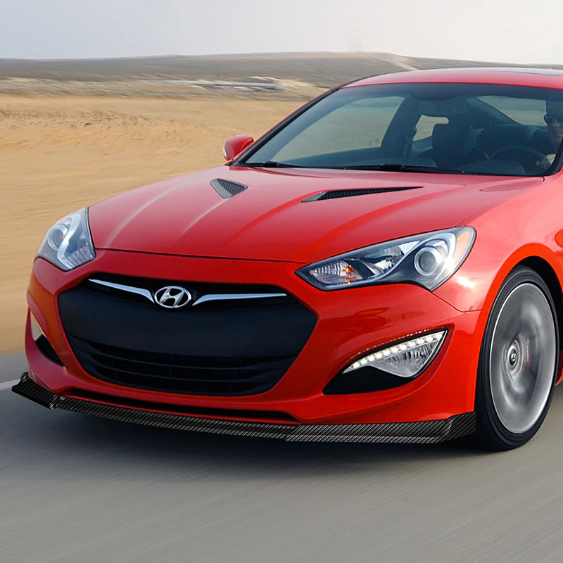 For 2013-2016 Hyundai Genesis Coupe Carbon Look KS-Style Front Bumper Body Splitter Spoiler Lip 3PCS - Image 5
