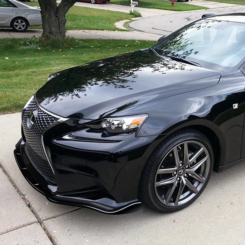 For 2014-2016 Lexus IS250 IS350 F-Sport JDM Painted Black Front Bumper Body Splitter Spoiler Lip 3PCS - Image 5