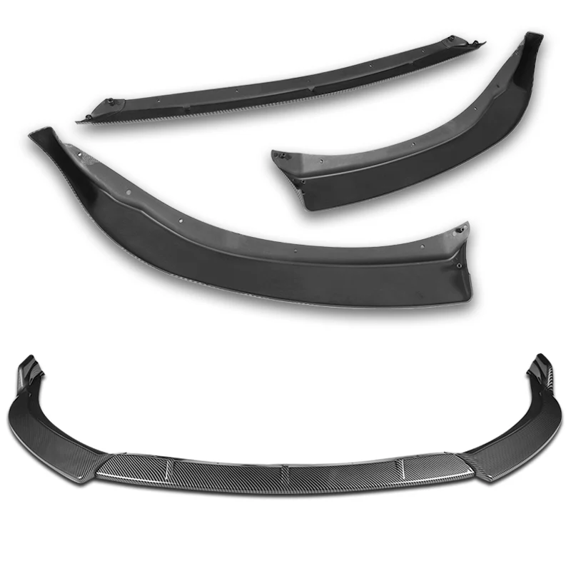 For 2014-2016 Toyota Corolla Base L/LE Model Carbon Look Front Bumper Body Splitter Spoiler Lip 3PCS - Image 4