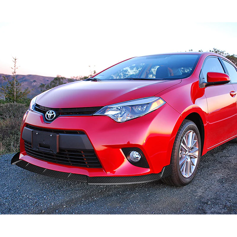 For 2014-2016 Toyota Corolla Base L/LE Model Carbon Look Front Bumper Body Splitter Spoiler Lip 3PCS - Image 5