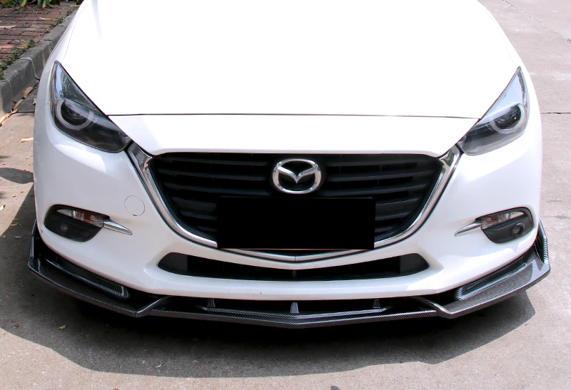 For 2014-2018 Mazda 3 Axela Carbon Look Front Bumper Body Splitter Spoiler Lip 3PCS - Image 5