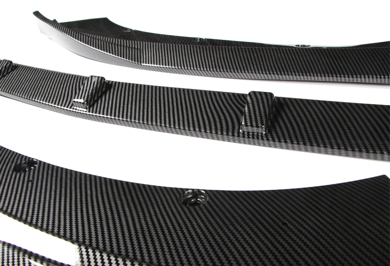 For 2015-2017 Ford Mustang Carbon Look Front Bumper Body Splitter Spoiler Lip 3PCS - Image 4