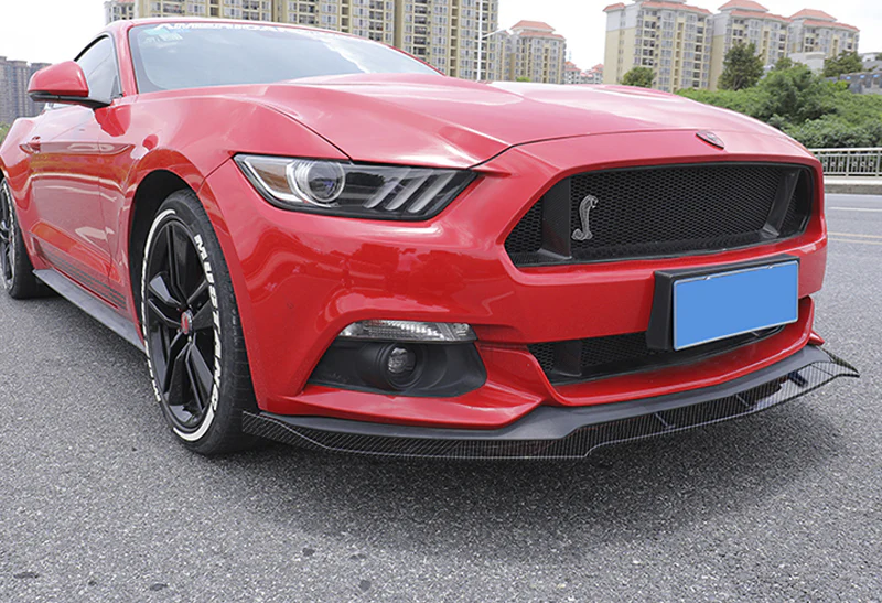 For 2015-2017 Ford Mustang Carbon Look Front Bumper Body Splitter Spoiler Lip 3PCS - Image 5