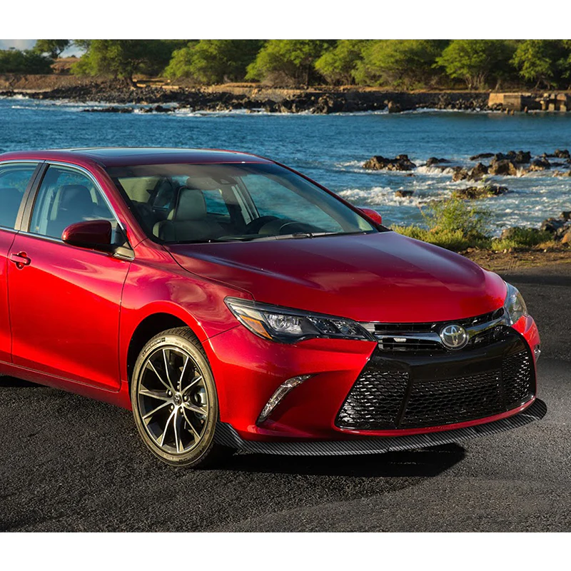 For 2015-2017 Toyota Camry STP-Style Carbon Look Front Bumper Body Splitter Spoiler Lip 3PCS - Image 5