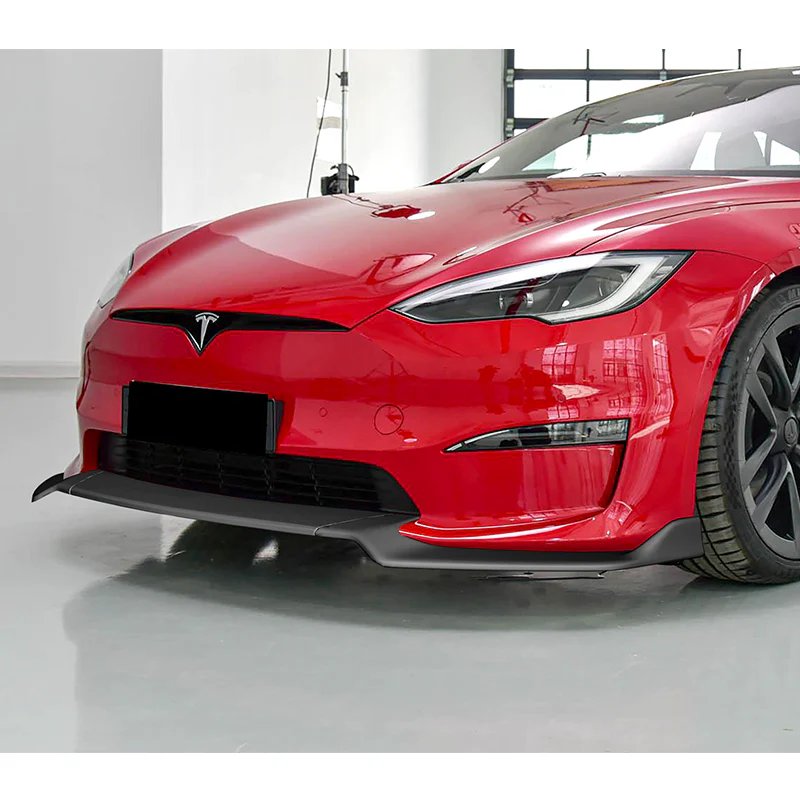 For 2021-2025 Tesla Model S Matte Black Front Bumper Body Splitter Spoiler Lip 3PCS - Image 5