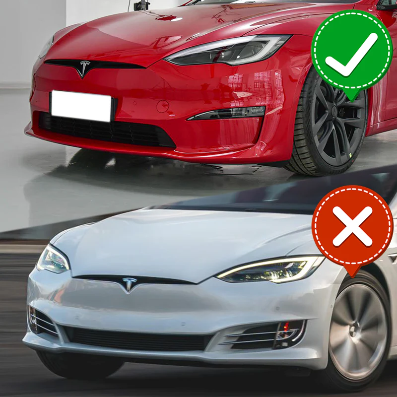 For 2021-2025 Tesla Model S Matte Black Front Bumper Body Splitter Spoiler Lip 3PCS - Image 6
