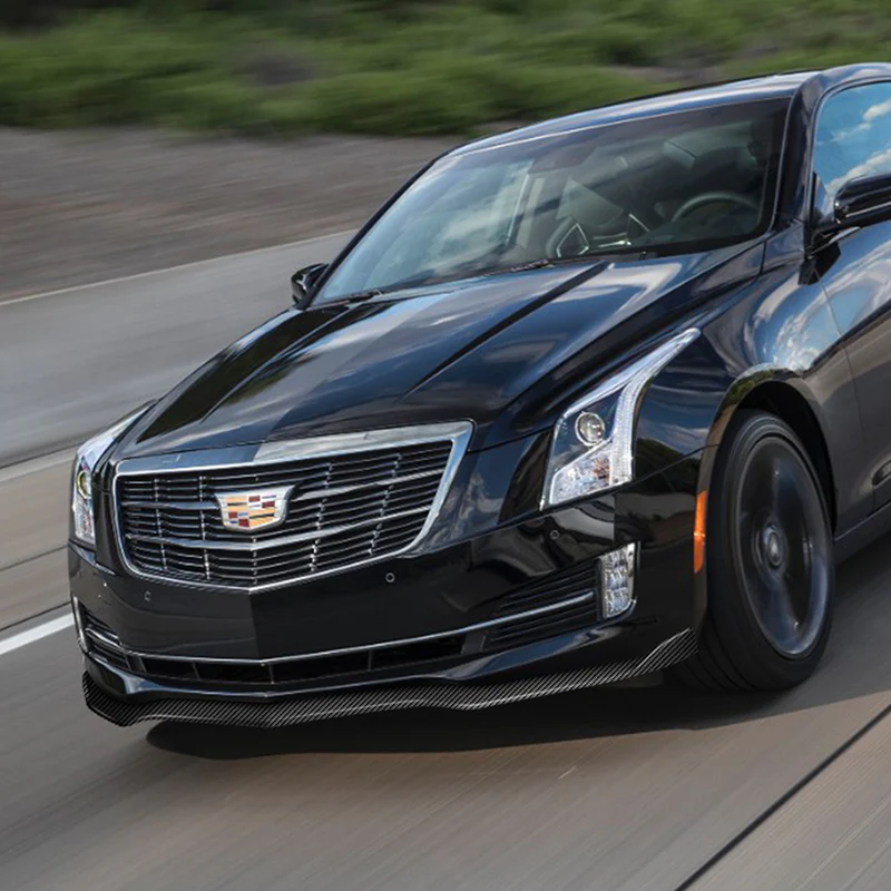 For 2015-2018 Cadillac ATS Carbon Look Front Bumper Body Splitter Spoiler Lip 3PCS - Image 5