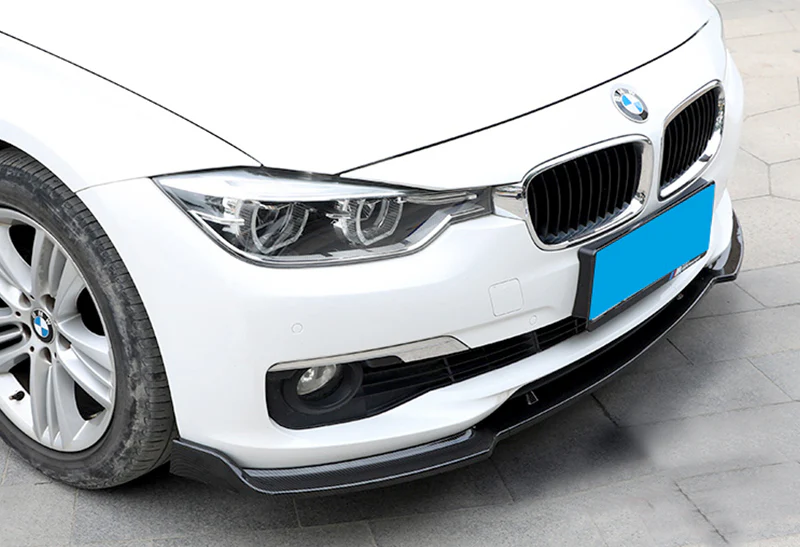 For 2013-2018 BMW F30 3-Series Base Real Carbon Fiber Front Bumper Body Splitter Spoiler Lip 3PCS - Image 5