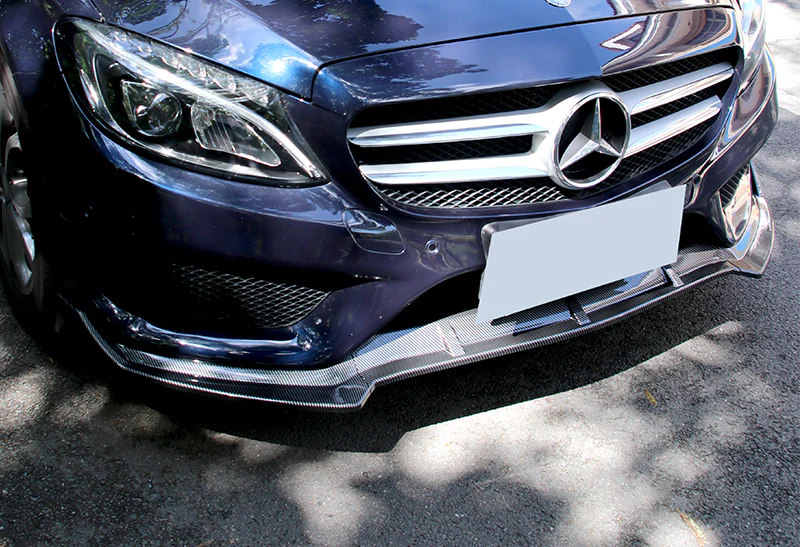 For 2015-2018 Mercedes W205 C-Class Carbon Look Front Bumper Body Splitter Spoiler Lip 3PCS - Image 5