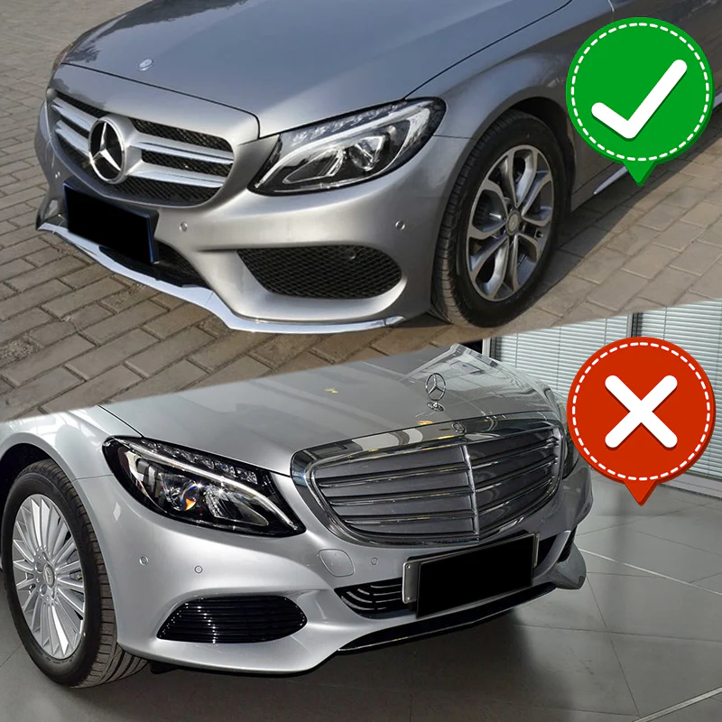 For 2015-2018 Mercedes W205 C-Class Carbon Look Front Bumper Body Splitter Spoiler Lip 3PCS - Image 6