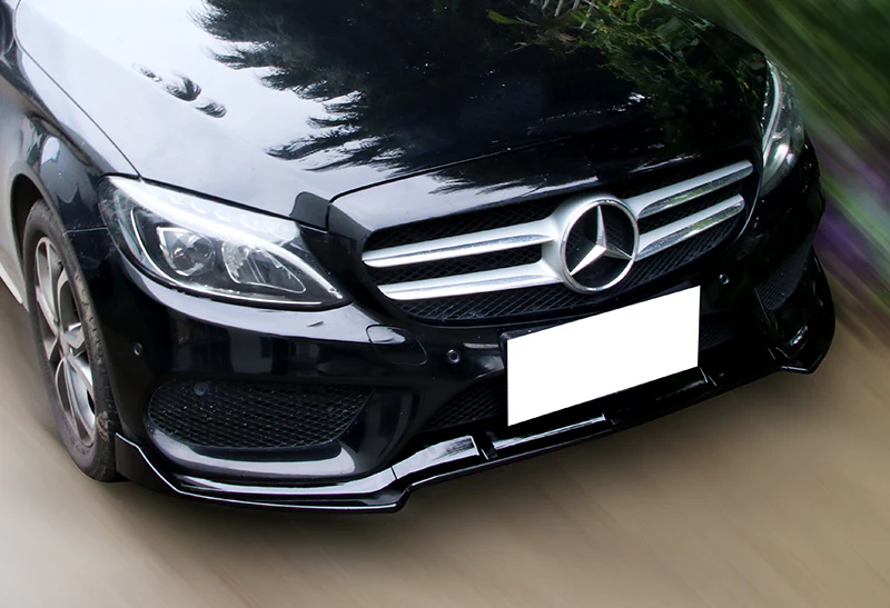 For 2015-2018 Mercedes W205 C-Class Painted Black Front Bumper Body Splitter Spoiler Lip 3PCS - Image 5