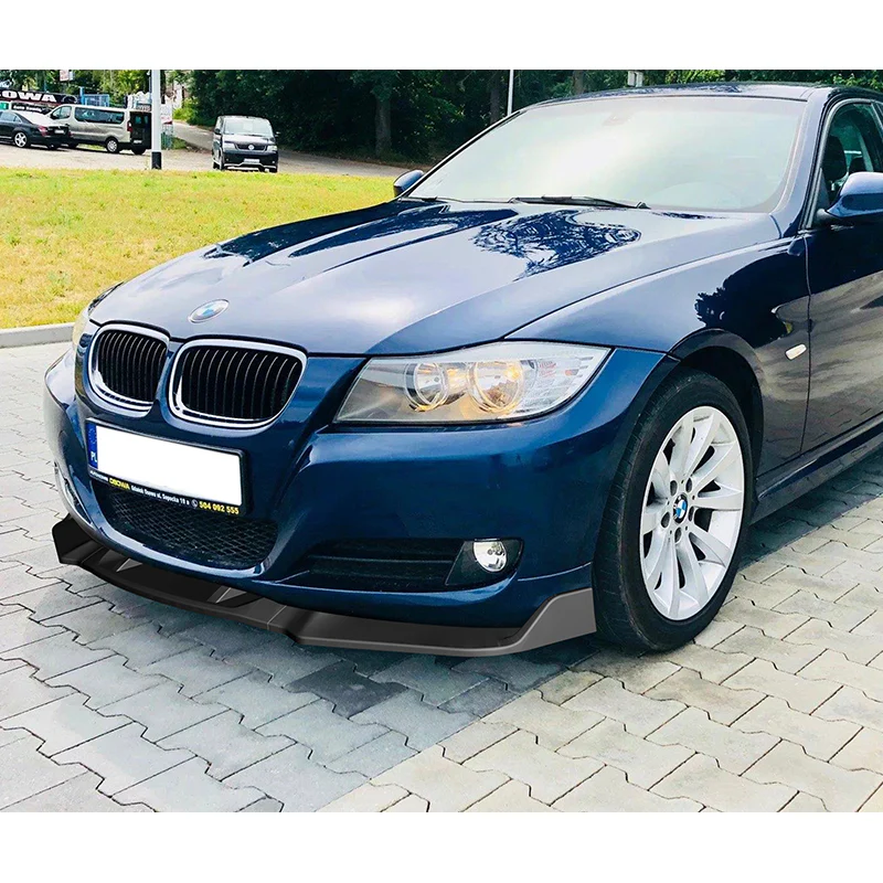 For 2006-2008 BMW E90 E91 3-Series H-Style Matte Black Front Bumper Body Splitter Spoiler Lip 3PCS - Image 5