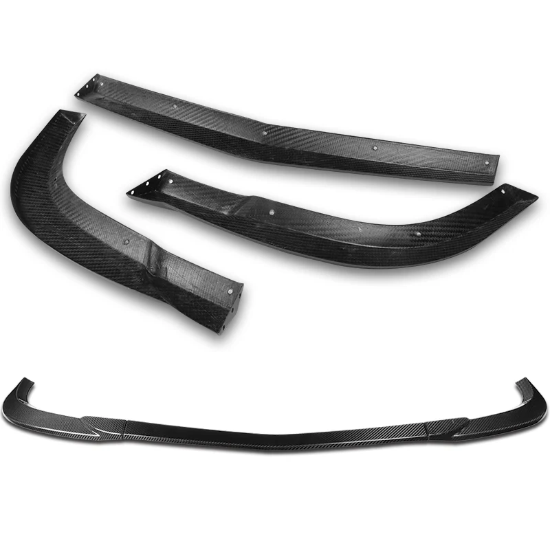 For 2011-2014 Mercedes C-Class Sport W204 Real Carbon Fiber Front Bumper Body Splitter Spoiler Lip 3PCS - Image 4