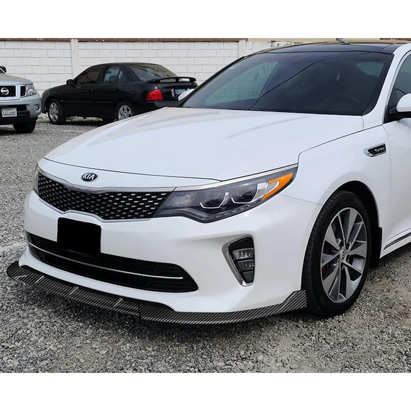 For 2016-2018 Kia Optima SX SXL STP-Style Carbon Look Front Bumper Body Splitter Spoiler Lip 3PCS - Image 5
