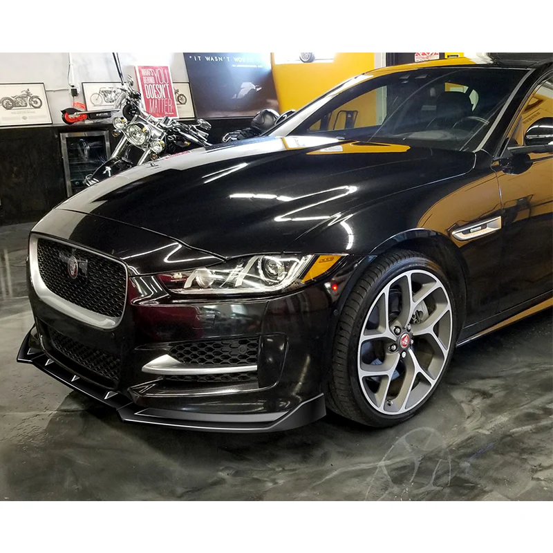 For 2016-2019 Jaguar XE STP-Style Painted Black Front Bumper Body Splitter Spoiler Lip 3PCS - Image 5