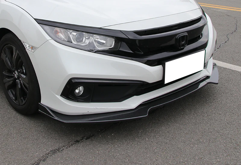 For 2016-2021 Honda Civic 10Th Carbon Fiber Front Bumper Body Splitter Spoiler Lip 3PCS - Image 5