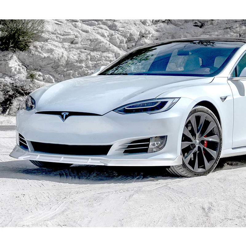 For 2016-2020 Tesla Model S STP-Style Painted White Front Bumper Body Splitter Spoiler Lip 3PCS - Image 5