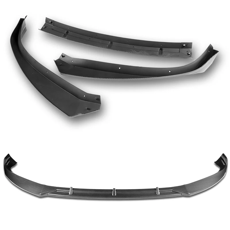 For 2016-2020 Tesla Model S STP-Style Carbon Look Front Bumper Body Splitter Spoiler Lip 3PCS - Image 4
