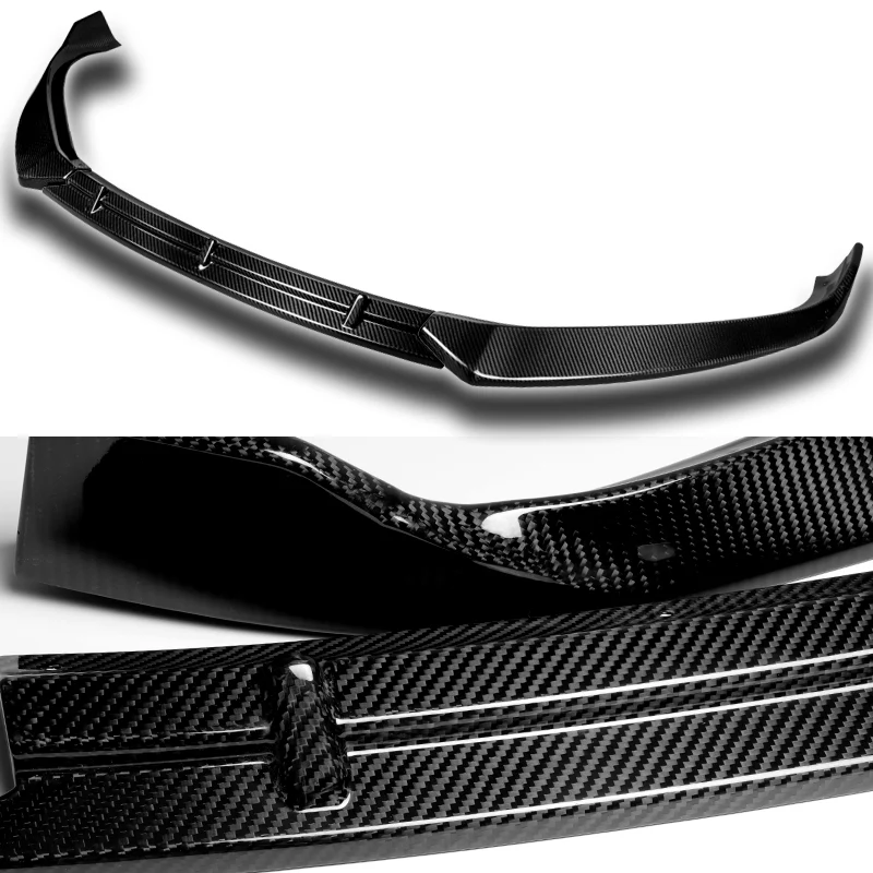 For 2016-2020 Tesla Model S STP-Style Carbon Fiber Front Bumper Body Splitter Spoiler Lip 3PCS - Image 2