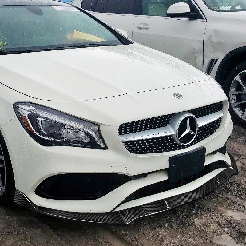 For 2017-2019 Mercedes-Benz CLA250 CLA45 Real Carbon Fiber Front Bumper Body Splitter Spoiler Lip 3PCS - Image 5