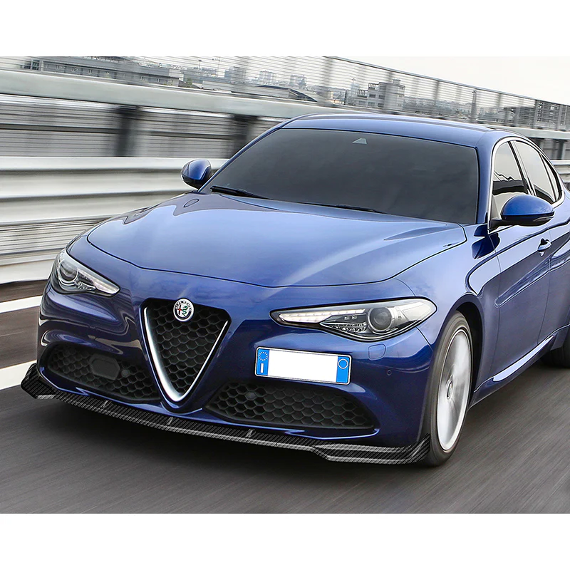 For 2017-2021 Alfa Romeo Giulia Carbon Look Front Bumper Body Kit Spoiler Lip 3PCS - Image 5