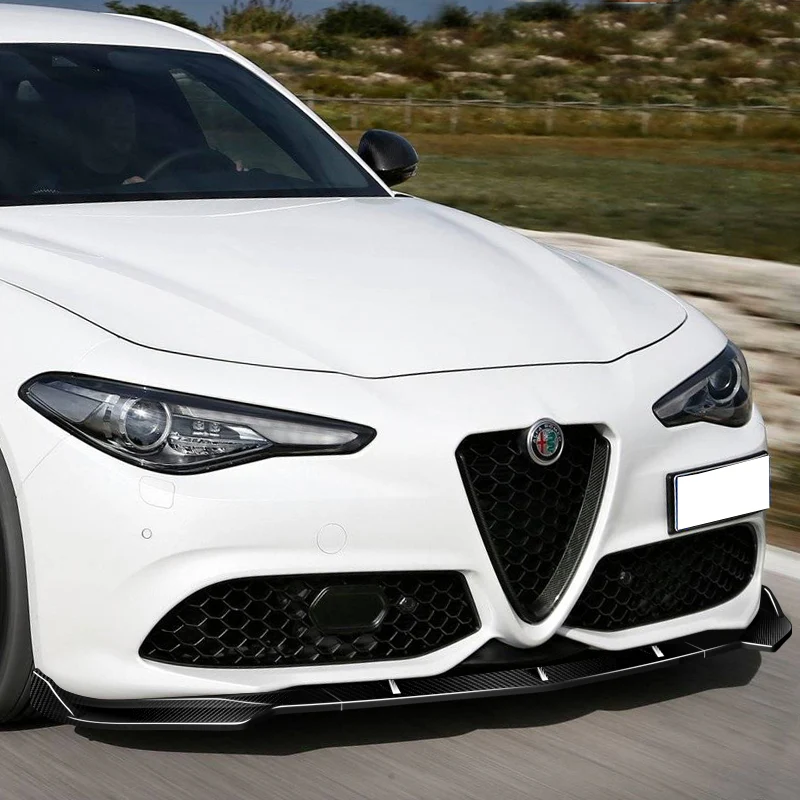 For 2017-2021 Alfa Romeo Giulia Carbon Fiber Front Bumper Body Kit Spoiler Lip 3PCS - Image 5
