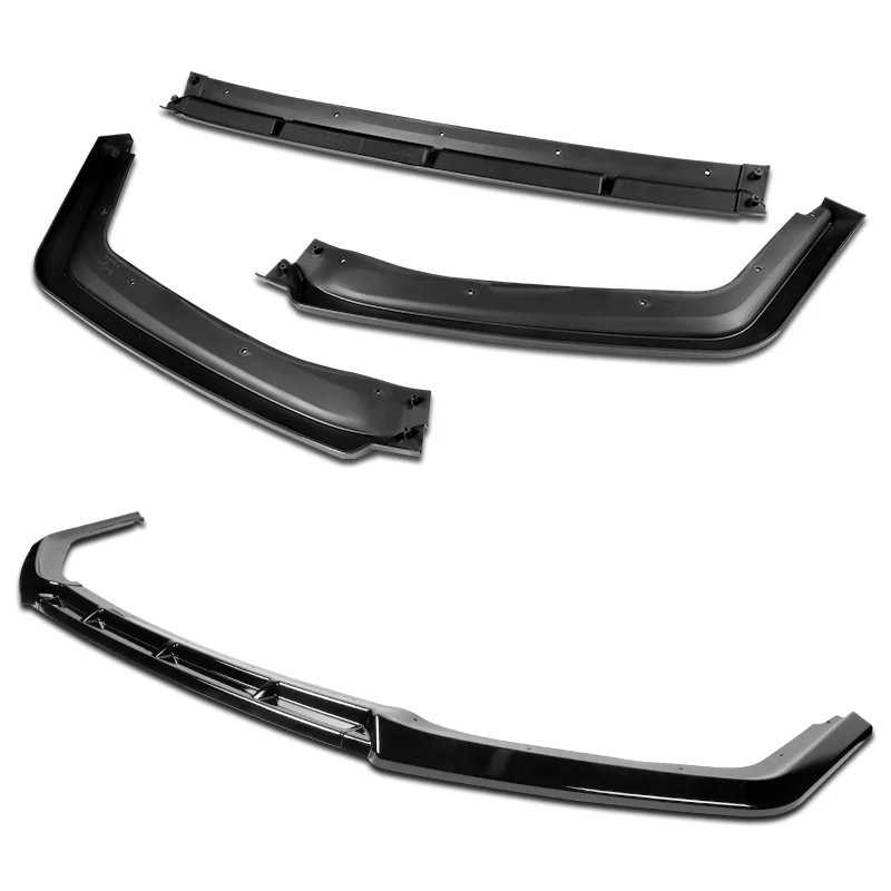 2017-2021 Honda Civic Hatchback Painted Black MUG Front Bumper Body Splitter Spoiler Lip 3PCS - Image 4