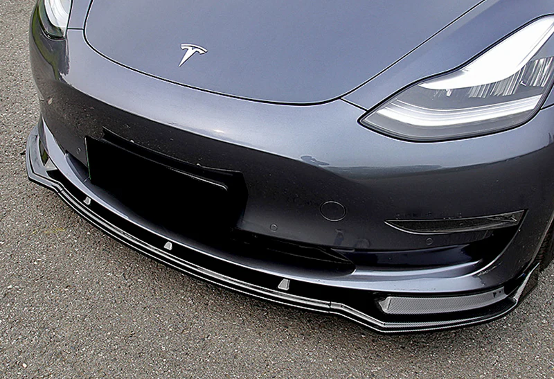 For 2017-2023 Tesla Model 3 Sedan Carbon Look Front Bumper Body Splitter Spoiler Lip 3PCS - Image 5