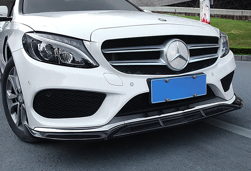 For 2015-2018 Mercedes-Benz W205 C-Class Real Carbon Front Bumper Body Splitter Spoiler Lip 3PCS - Image 5